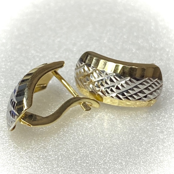 Solid 14K Gold Diamond Cut Latchback Earrings